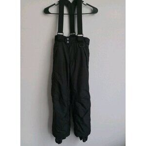 Sport Essentials Suspender Ski Snow Pants Black Bib Pockets Waterproof Kids 8